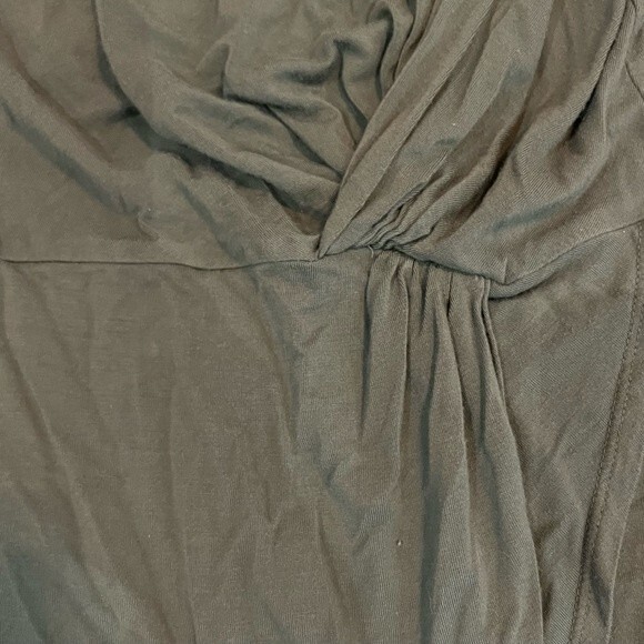 Army green ruched side faux wrap dress size large - Picture 6 of 6